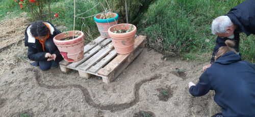 Plantation de radis - UnisCité / Reims 3 personnes en train de planter