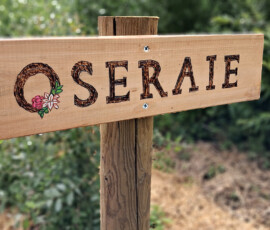 Panneau : Oseraie Panneau en bois indiquant Oseraie