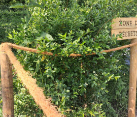Panneau : Zone de dépôt Panneau en bois indiquant une zone de déchets verts